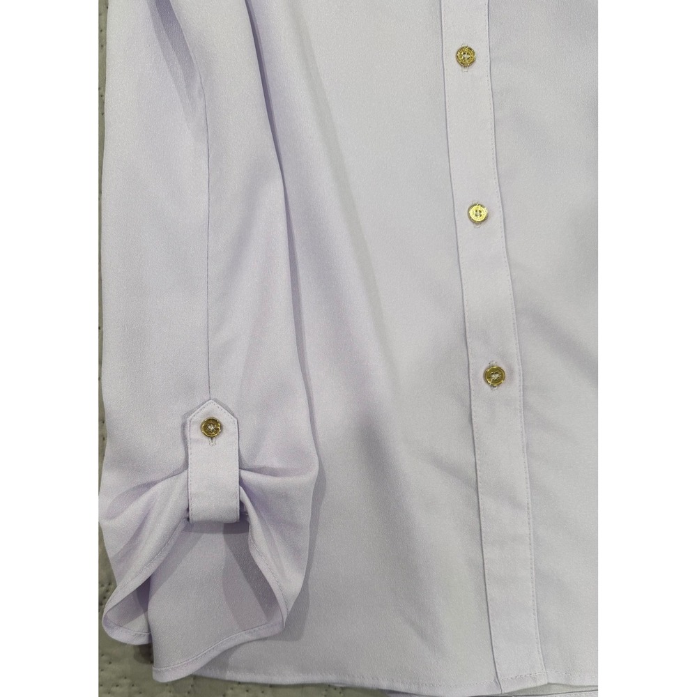 Calvin Klein XL Lavender Utility Blouse Gold Zip Pockets Roll Tab - Picture 5 of 9